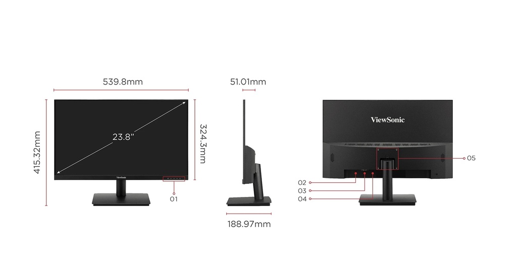 [MT863VWS52] ViewSonic VA240-H - LED-backlit LCD monitor - 24" - 1920 x 1080 - HDMI / VGA