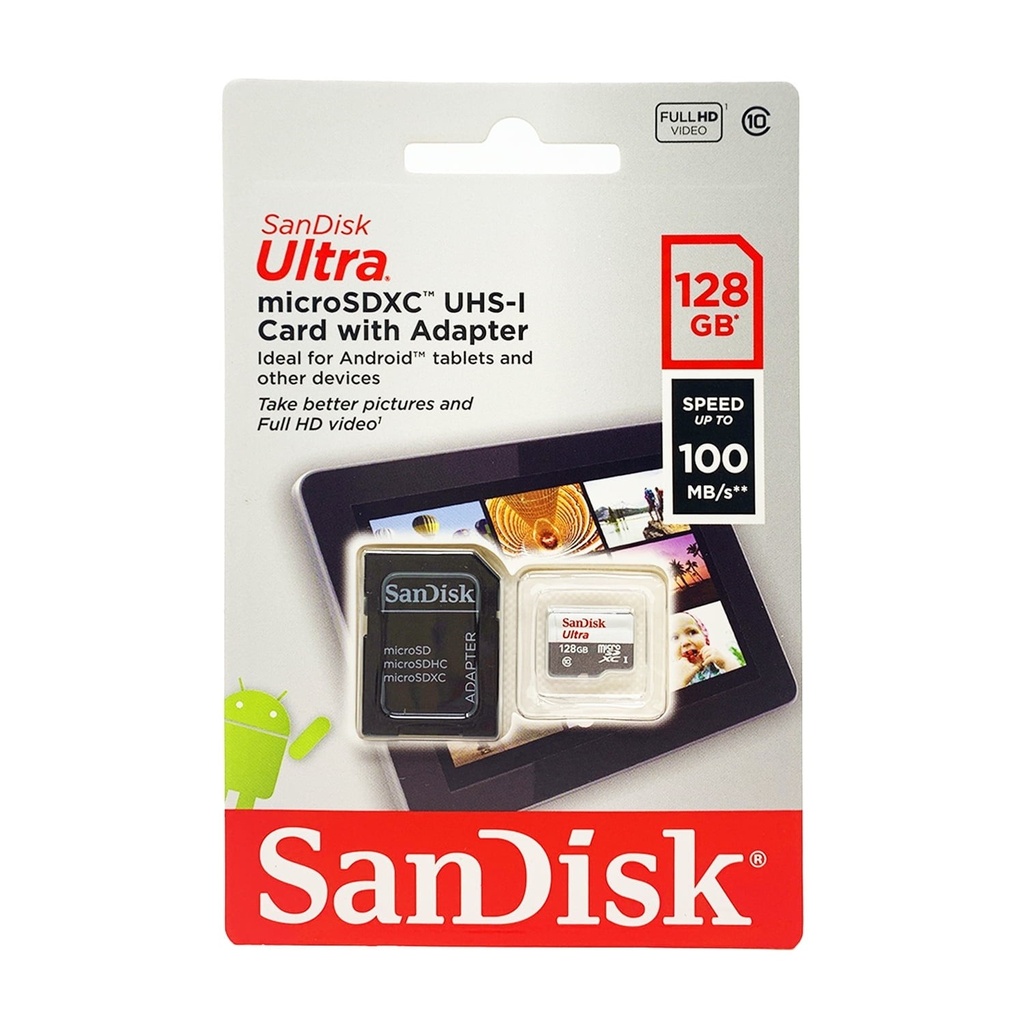 [CH128SDK52] SanDisk Ultra - Tarjeta de memoria flash (adaptador microSDXC a SD Incluido) - 128 GB