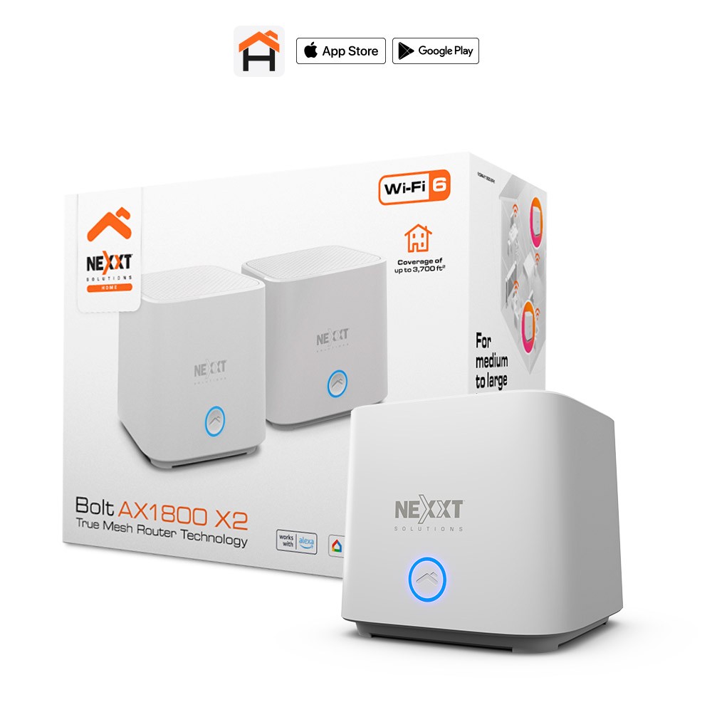 Nexxt Solutions Home - Router - Wireless Mesh - 802.11a/b/g/n/ac/ax - Desktop - 2 pack
