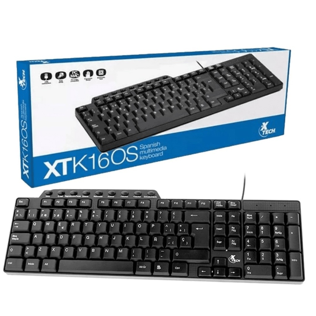 [ID222XTK03] Xtech - Keyboard - Wired - Spanish - USB - Black - XTK-160S