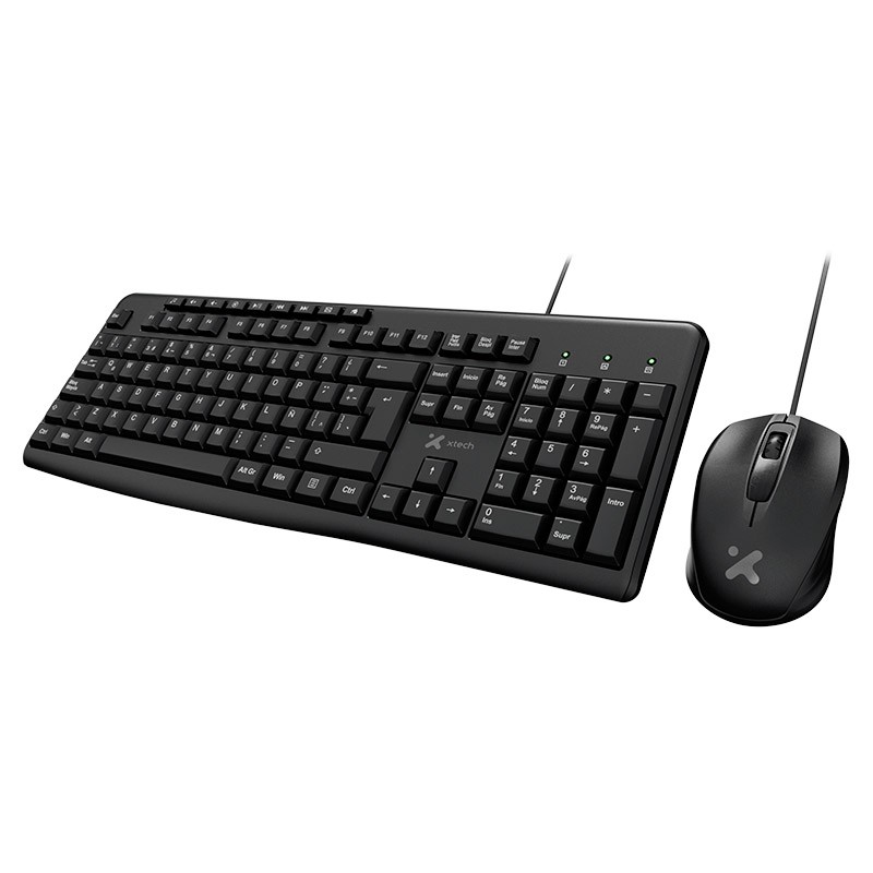 [XTK-302S] Xtech - Keyboard and mouse set - Wired - Spanish - USB - Black - Multimedia XTK-302S