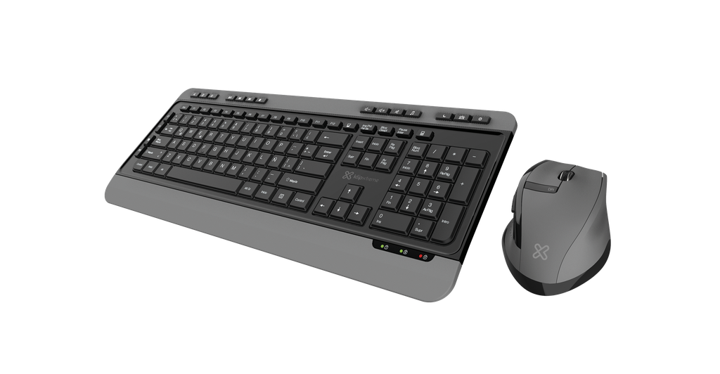 Klip Xtreme - Keyboard - Spanish - Wireless - 2.4 GHz - All black - Ergonomic