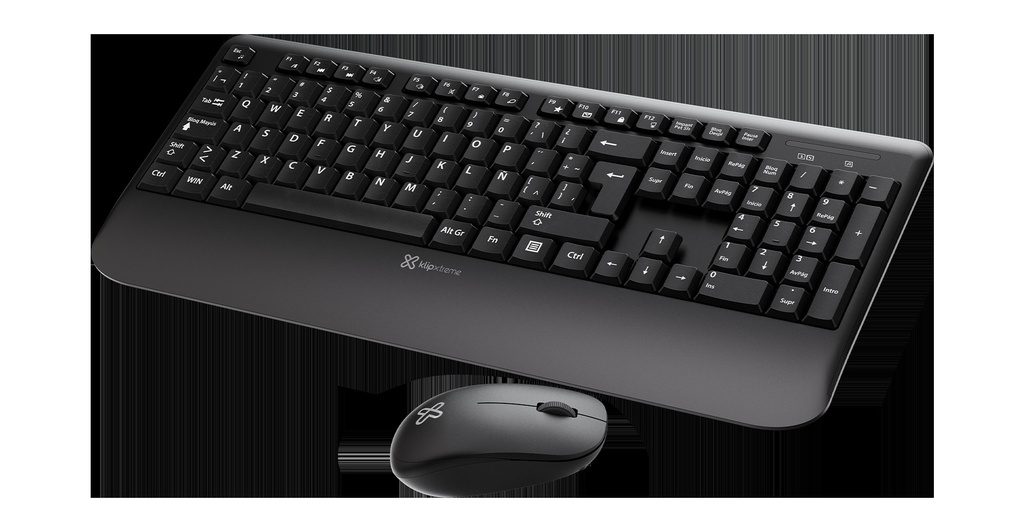 [KCK-300S] Klip Xtreme - Keyboard - Spanish - Wireless - 2.4 GHz - Black - Combo - hand rest