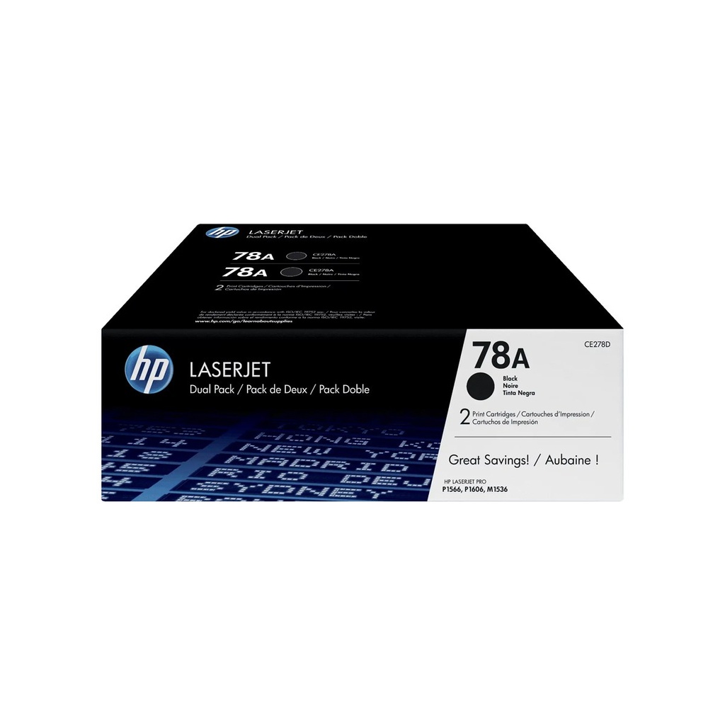 [CE278AD] TONER HPINC 78AD DUAL NEGRO LASERJET P1606 2100X2 PAG CE278AD