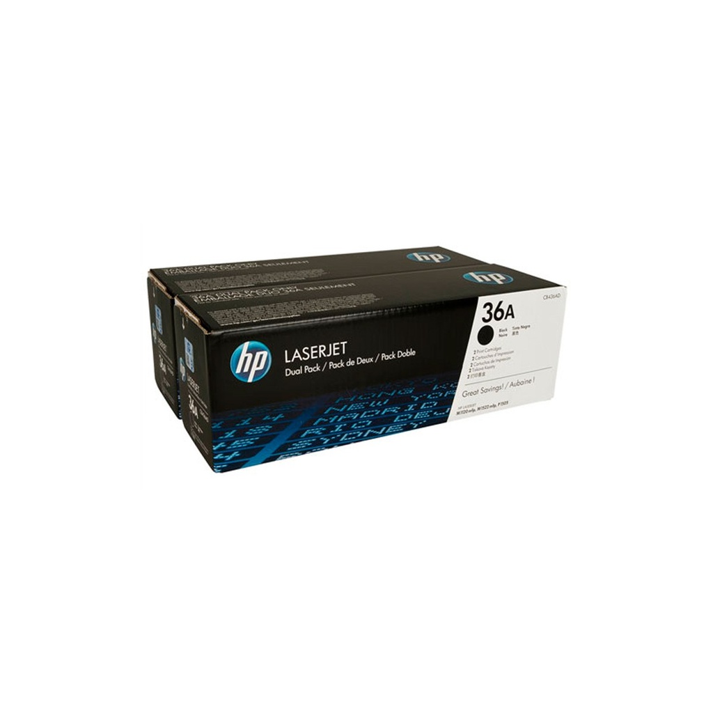 [CB436AD] TONER HPINC 36AD DUAL NEGRO LASERJET 1505/1522 2000X2 PAG CB436AD