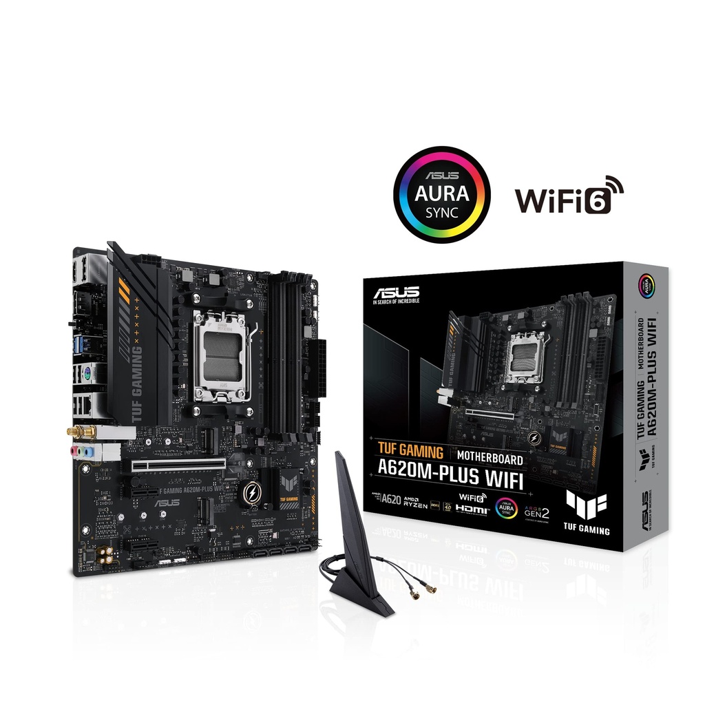 [TUFGAMINGA620M-PLUSWIFI] MAINBOARD ASUS TUF GAMING A620M-PLUS WIFI AM5 DDR5 WIFI 6 BT V5.3 AURA SYNC RGB