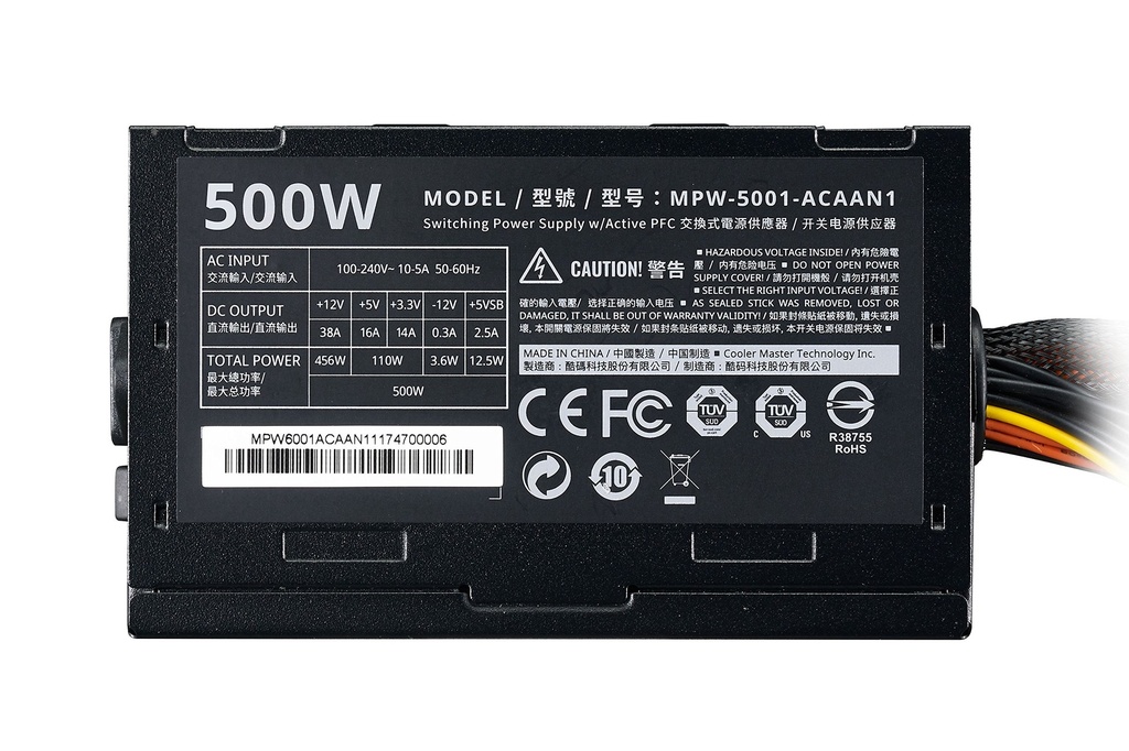 FUENTE CERTIFICADA COOLER MASTER ELITE NEX N600 FR A-US CABLE ATX1 2V