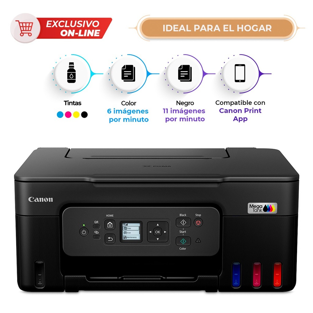 [6708C004AB] IMPRESORA/CANON PIXMA G3180 MULTIFUCION WIFI DUPLEX 11 IPM/6 IPM COLOR TINTA GI-11 PANTALLA 3.4CM