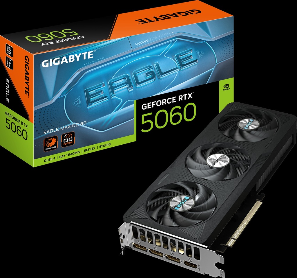 TARJETA DE VIDEO GIGABYTE/GEFORCE RTX 5060 EAGLE MAX OC 8G GDDR7 PCIE 5.0 2550MHZ 550W