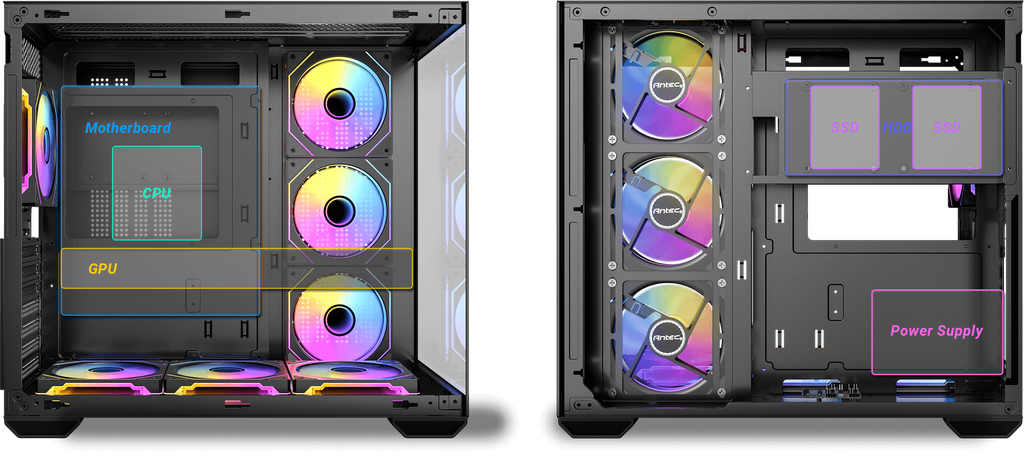 CASE ANTEC/CX MIRROR MID TOWER ARGB 3X120MM BOTTOM 3X120MM RIGHT SIDE 1X120MM REAR