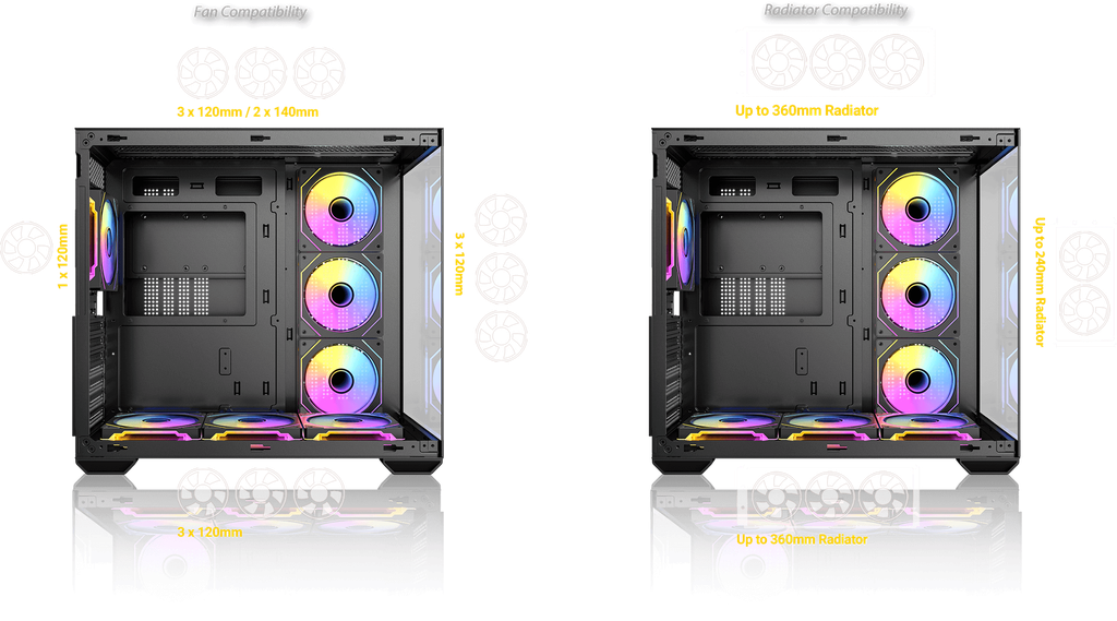 [CXMIRROR-WHITE] CASE ANTEC/CX MIRROR MID TOWER WHITE ARGB 3X120MM BOTTOM 3X120MM RIGHT SIDE 1X120MM REAR