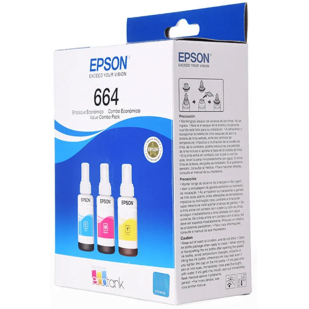 CONSUMIBLE/EPSON T664 PACK 3 CYAN/MAGENTA/AMARILLO L200/L350/L355 T664520-3P