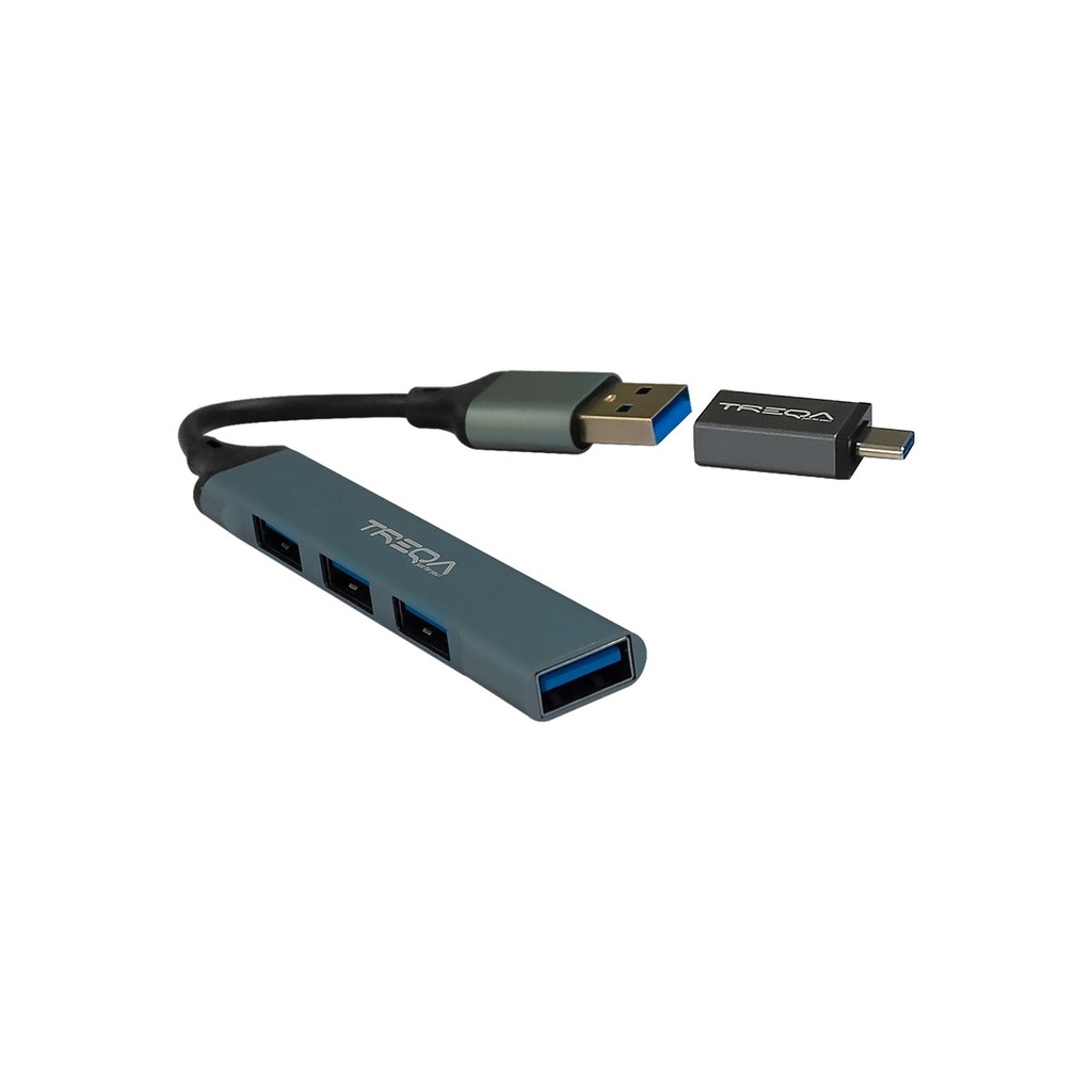 [HUBTRQT30TYC4P] HUB TREQA USB TYPE-C TO 4 PUESTOS USB3.0 SILVER