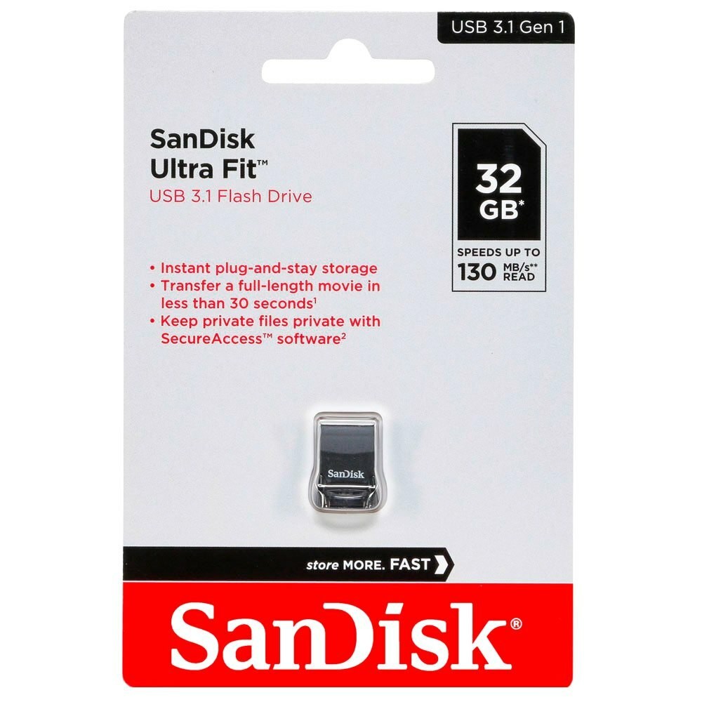 [FMESNDZ430032GK] FLASH MEMORY SANDISK 32GB ULTRA FIT USB 3.2 HASTA 130MBS Black