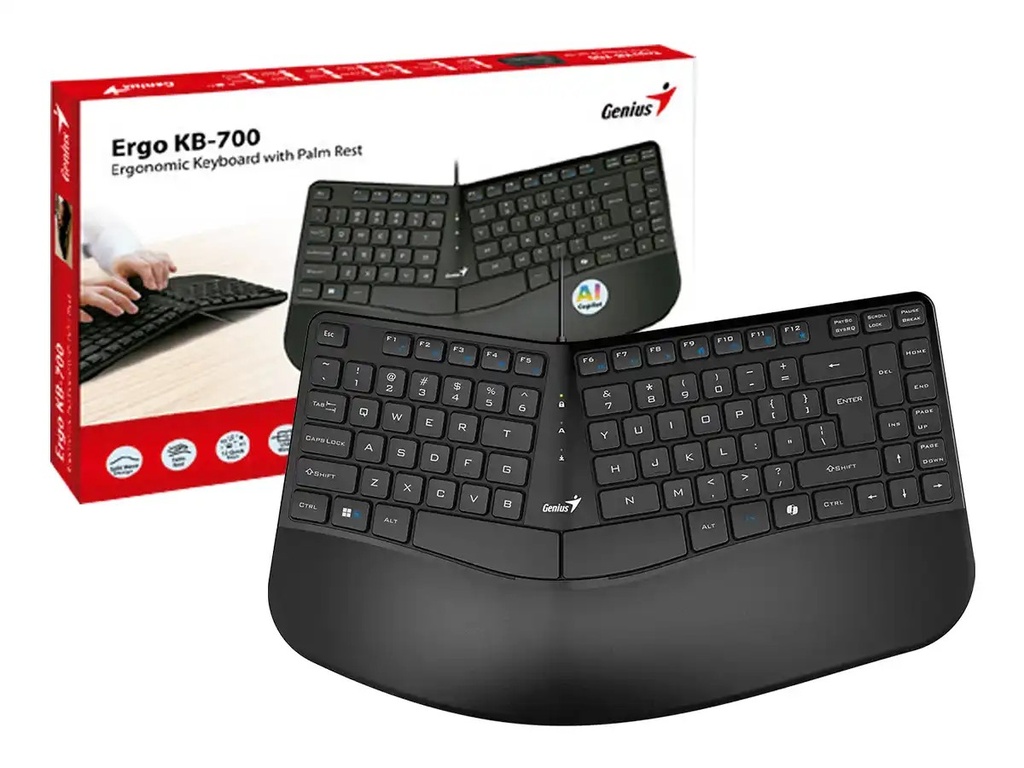[KEYGENERGO700BK] TECLADO GENIUS ERGO KB-700 SP USB Black