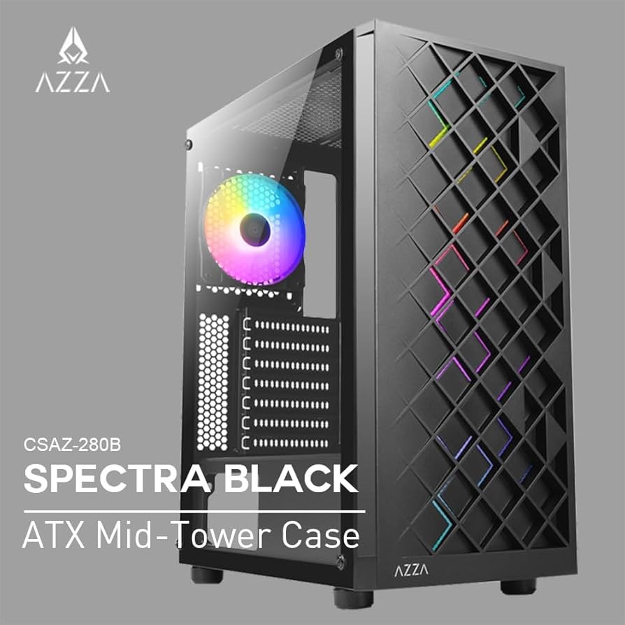 [CASAZZCSAZ280B] CASE AZZA CSAZ-280B SPECTRA GAMING MID-TOWER ATX TEMPERED GLASS BLACK