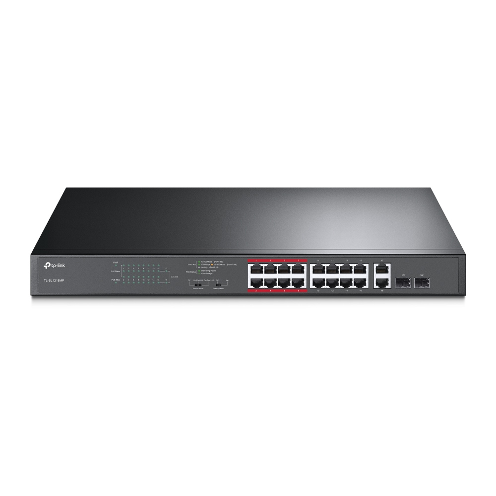[SWITPLSL1218MP] SWITCH TP-LINK TL-SL1218MP No Gestionable PoE 16Port 10-100Mbps 2P-SFFP Gigabit
