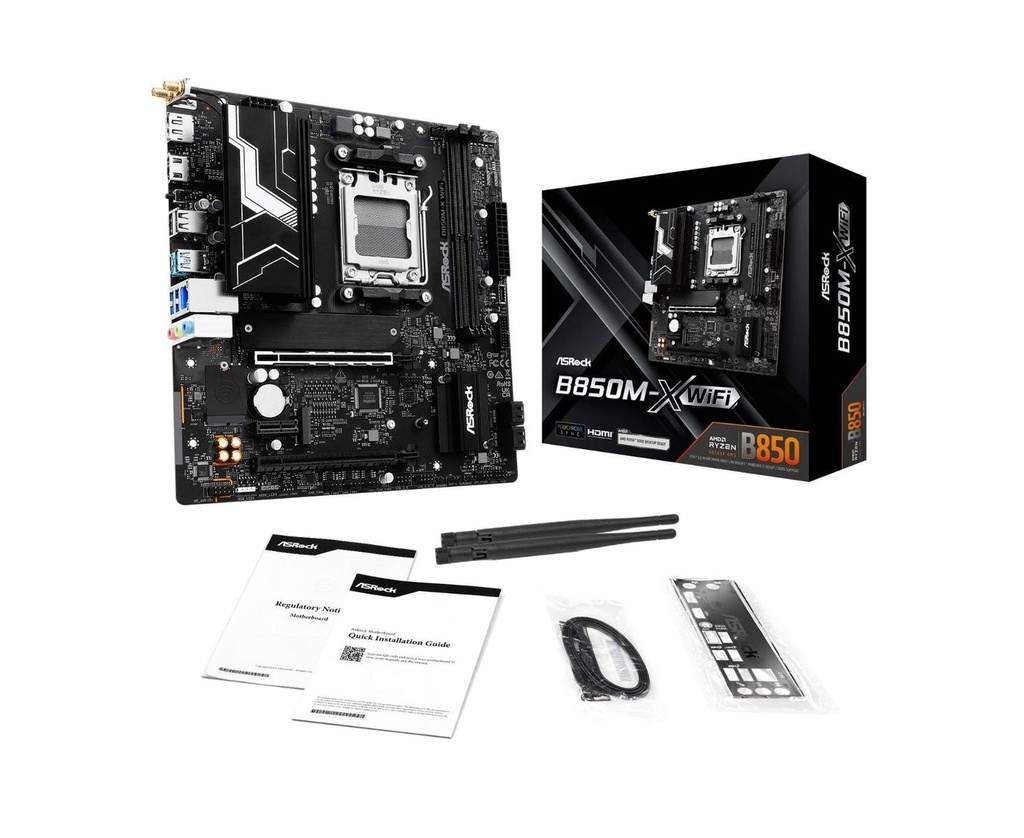 [MBOASRB850M-X] MBO ASROCK B850M-X AMD AM5 Ryzen 2xDDR5-8200 HDMI DP 3M.2 3USB-3.2 PCIe4.0 mATX