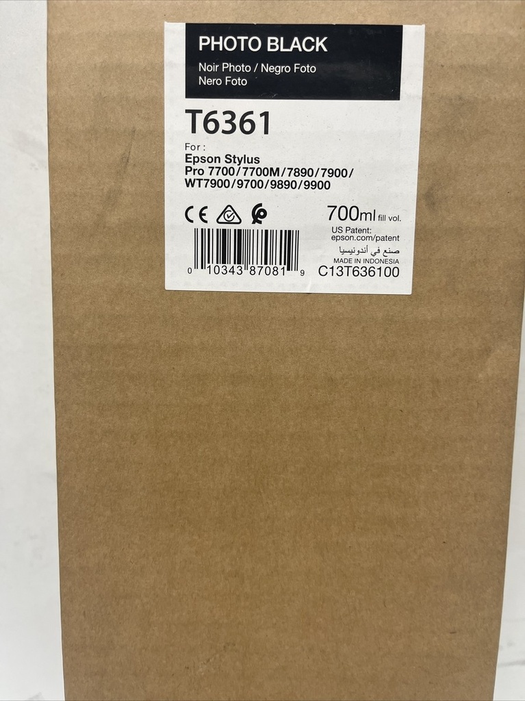CARTUCHO EPSON T636100 STYLUS PRO 7900-9900-WT7900-7700-9700 PHOTO NEGRO-700ML