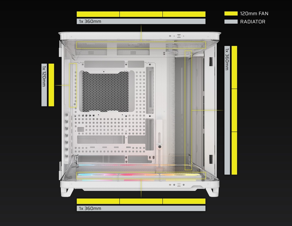 [CASCORCC9011321] CASE CORSAIR ATX TRIPLE CAMARA AIR 5400 LX-R RGB iCUE LINK Tempered 2USB3.2 HD-Audio Mid-Tower White