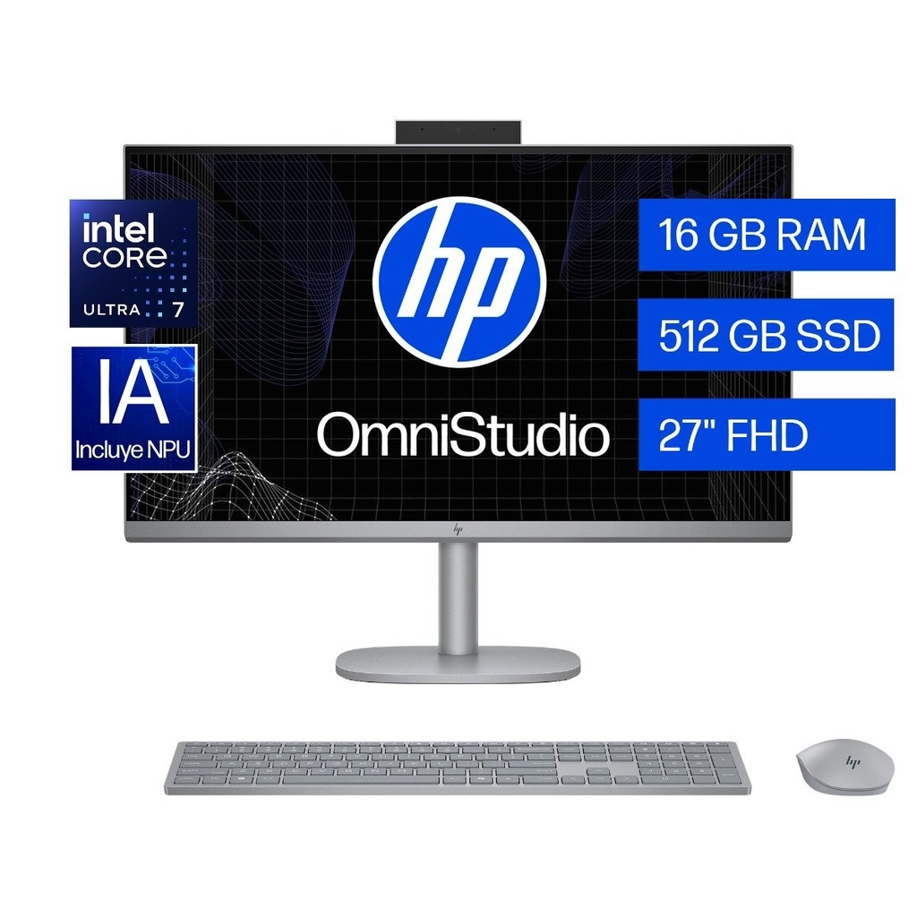 COP. HP OmniStudio X AIO TOUCH 27-cs0272la Intel Core Ultra 7 155H 16GB 512GB 27Inch W11-H Silver