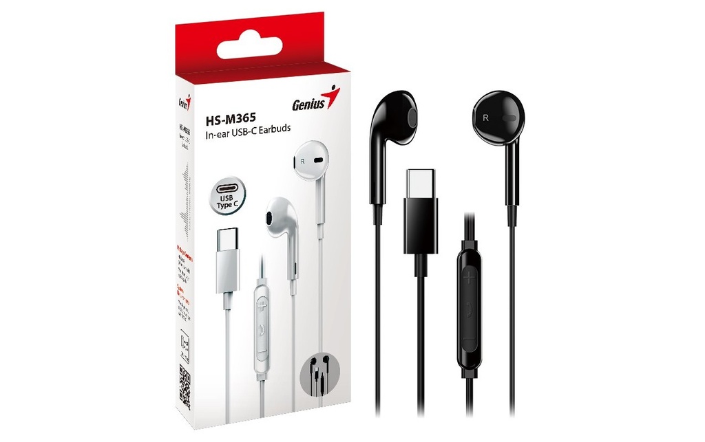 [AUDGENHSM365USB] AUDIFONO CON MICROFONO GENIUS HS-M365 IN-EAR USB-C NEGRO