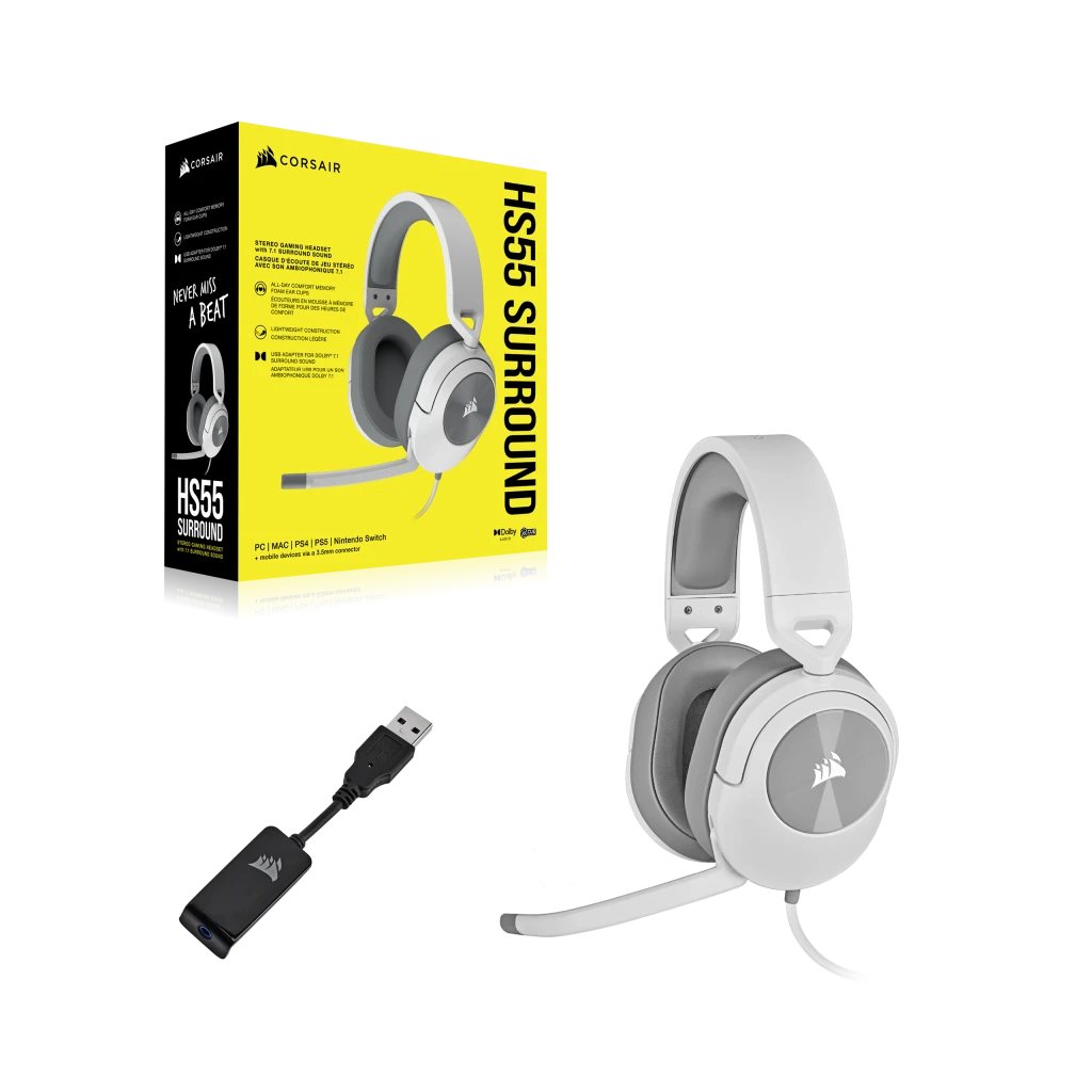 [HSECORCA9011390] HEADSET CORSAIR HS55 SURROUND V2 Multiplataform Gaming Wired White