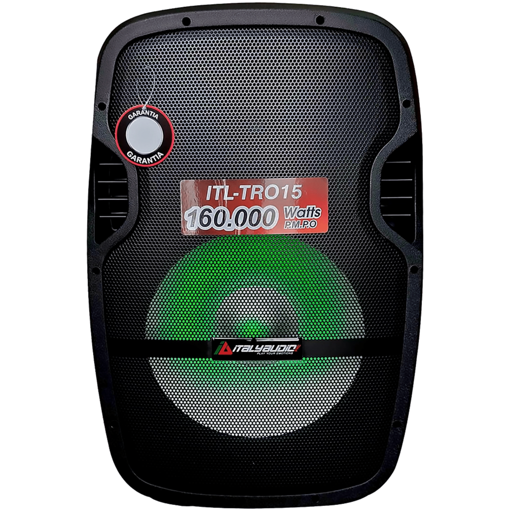 [PARITAITL-TRO15] CAJA DE AUDIO ITALY ITL-TRO15 15Inch MP3 Pant-LED BT FM USB-SD RECARGABLE MIC STAND NEGRO
