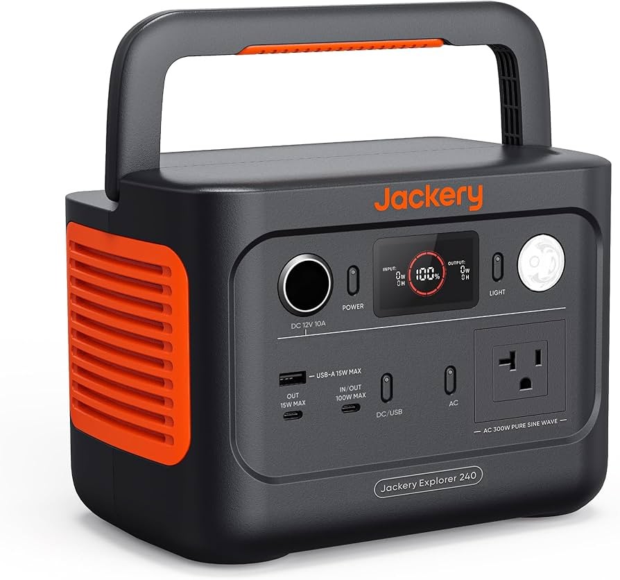 Portable Power Station Jackery 240 v2 256Wh LiFePO4 Battery 300w AC-100W USB-C 1 Char. 2024