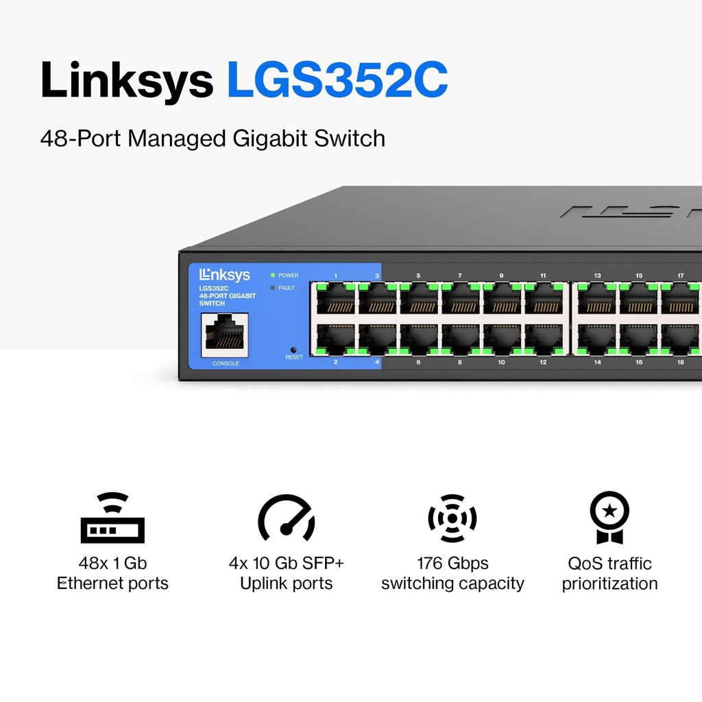 [LGS352C] Linksys - Swich 48-PORT MANAGED GIGABIT 4 10G SFP TAA