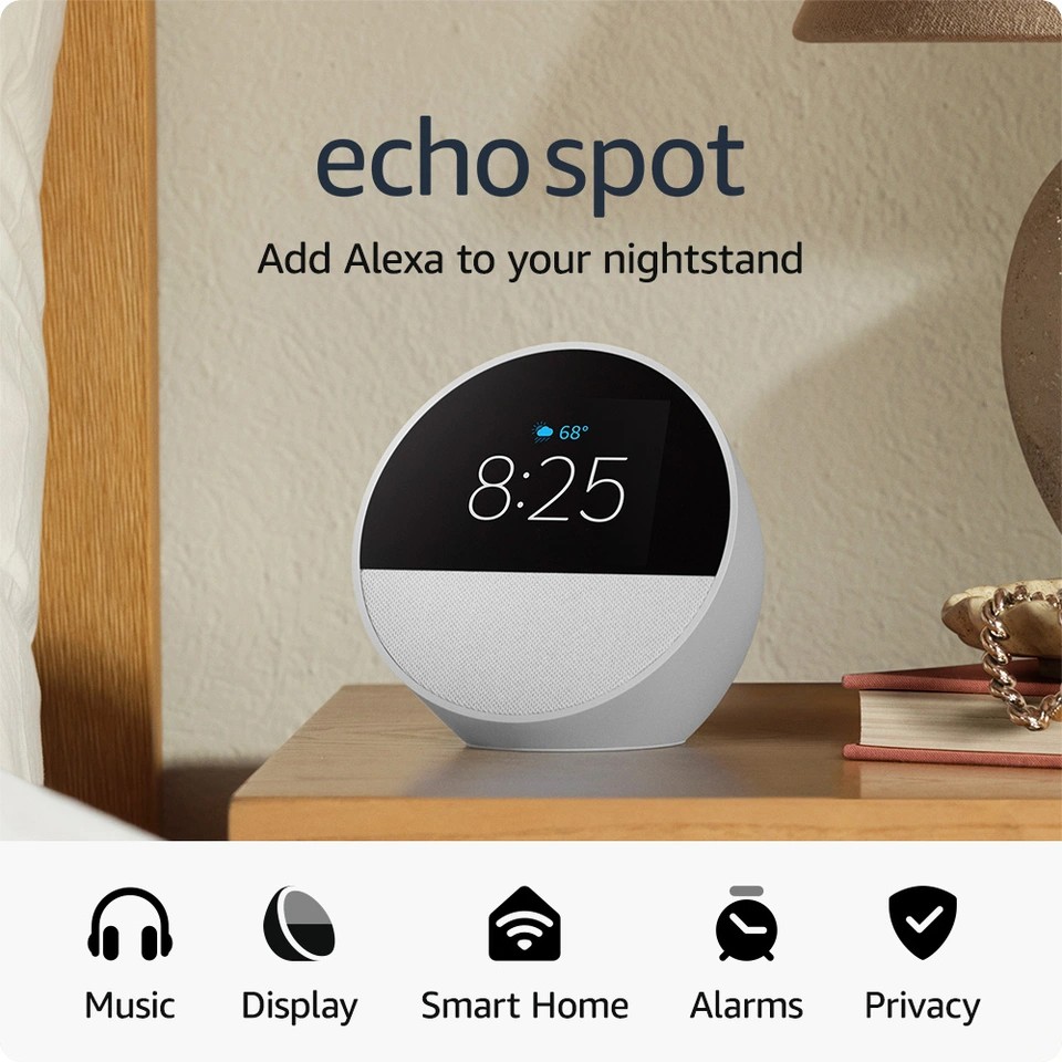 AMAZON Echo Spot Smart alarm clock with vibrant sound and Alexa - Ocea