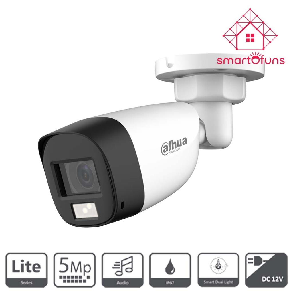 [HAC-HDW1500CLQN-IL-A] DAHUA 5MP Smart Dual Light HDCVI Fixed-focal Quick-to-install Eyeball
