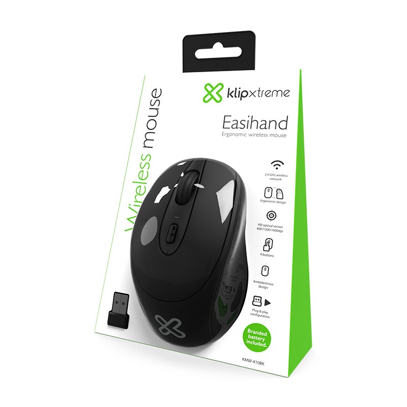 [KMW-410BK] Klip Xtreme - Mouse - 2.4 GHz - Wireless - Black - KMW-410BK