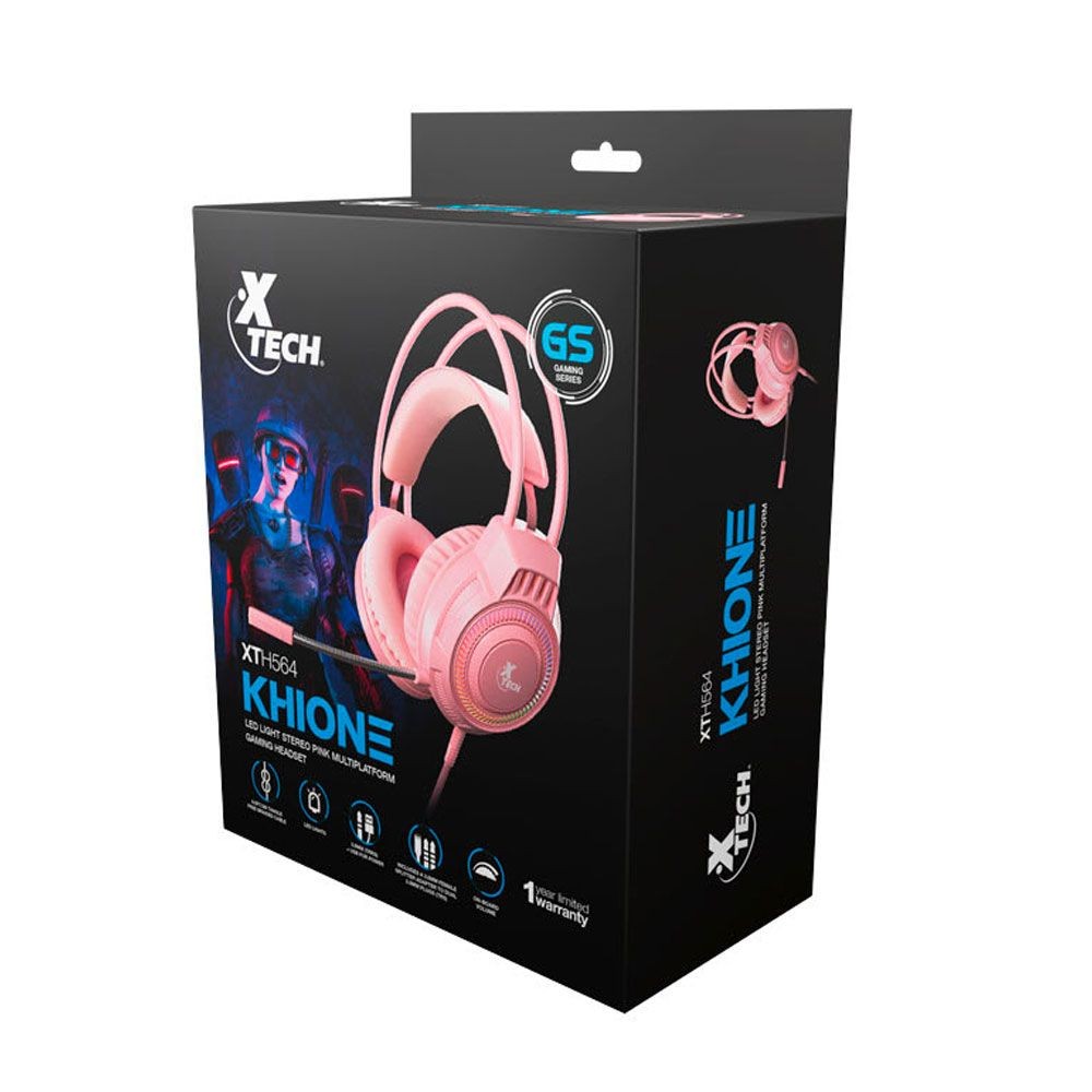 [XTH-564] Xtech - XTH-564 - Headset - Para Computer / Para Game console - Wired - 3.5mm+USB Pink