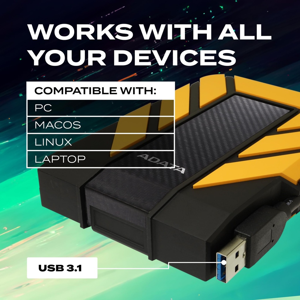 DISCO DURO EXTERNO ADATA 1TB HD710 USB 3.0 ANTISHOCK WATERRESIST AMARILLO