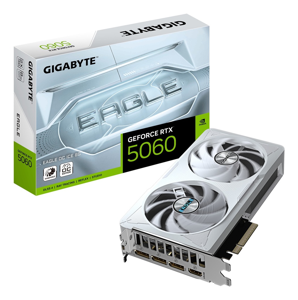 [GV-N5060EAGLEOC ICE-8GD] Gigabyte - GeForce RTX 5060 EAGLE - PCI Express 5.0 x16 - NVIDIA - GeForce RTX 5060 - GDDR7 - HDMI / DisplayPort