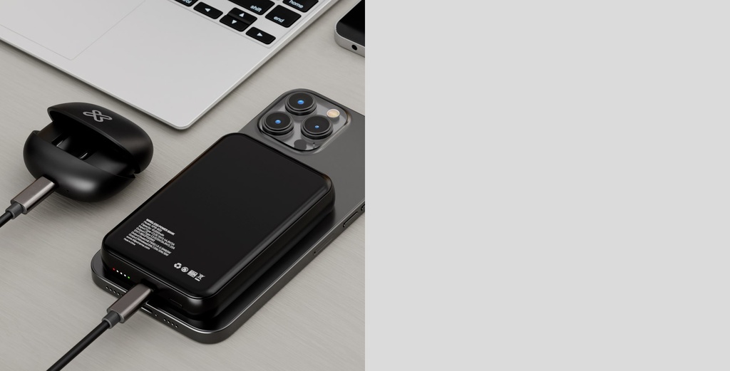 [KPB-600] Klip Xtreme - Power bank - 24 pin USB-C - Lithium polymer - Para Smartphones - Wireless Charg 10.000 mAh