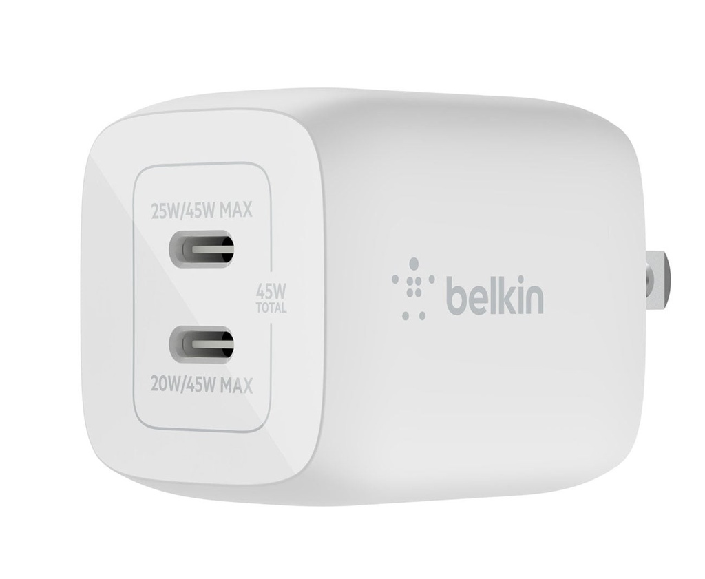 Belkin - Adaptador de corriente - tecnología PPS y GaN - 45 vatios - 3 A - Fast Charge, PD 3.0