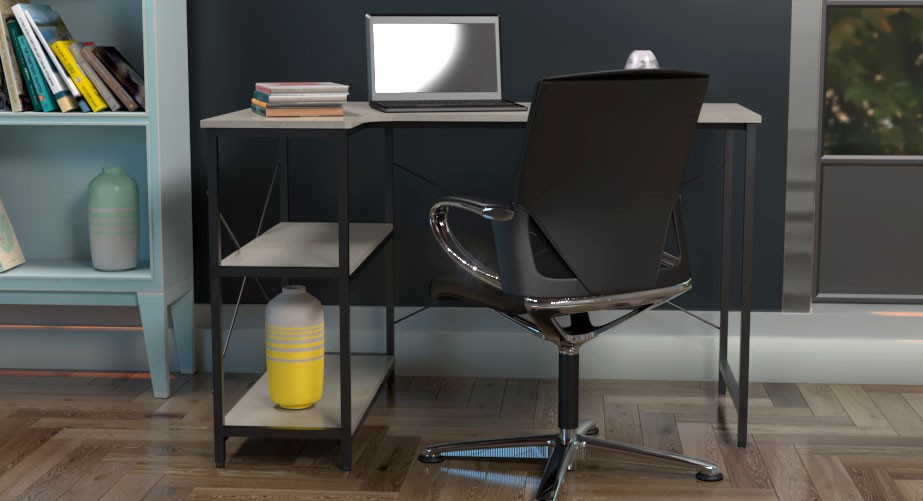 Xtech - Escritorio para ordenador - con forma de L - roble oscuro