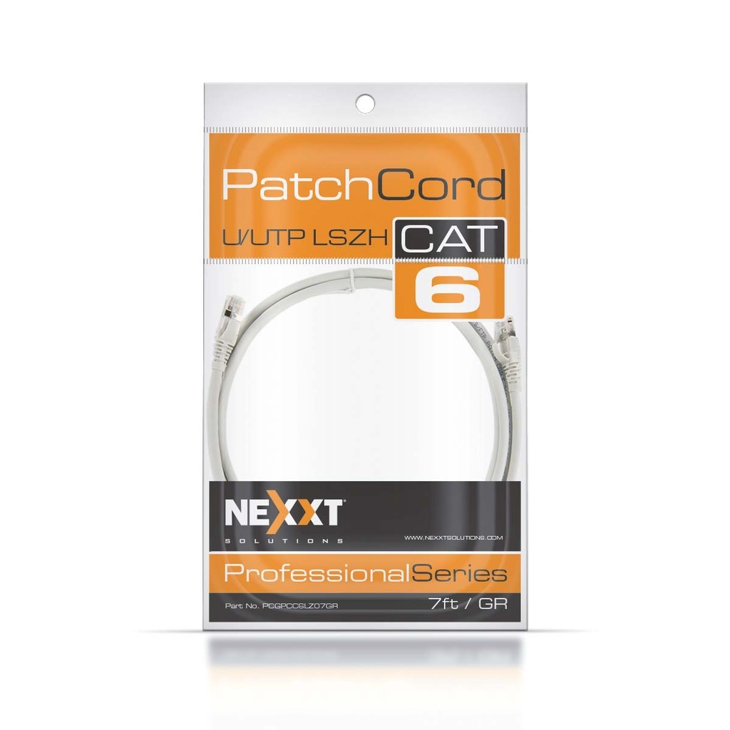 [PCGPCC6ALZ07GR] Nexxt - Cable de interconexión - RJ-45 (M) a RJ-45 (M) - 2.1 m - UTP - CAT 6a - trenzado - gris