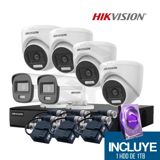 [COMBO5] 1 DS-7208HGHI-M1(C) + 2 DS-2CE16D0T-LPFS + 4 DS-2CE76D0T-LPFS + 6 DS-1H18-A + 1 HDD-1TB-DVRWD