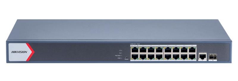 [DS-3E1518P-EI] SWITCH POE 16 CH 10/100/1000MB + 1 10/100/1000MB + 1 FIBRA GIGABITE 230W