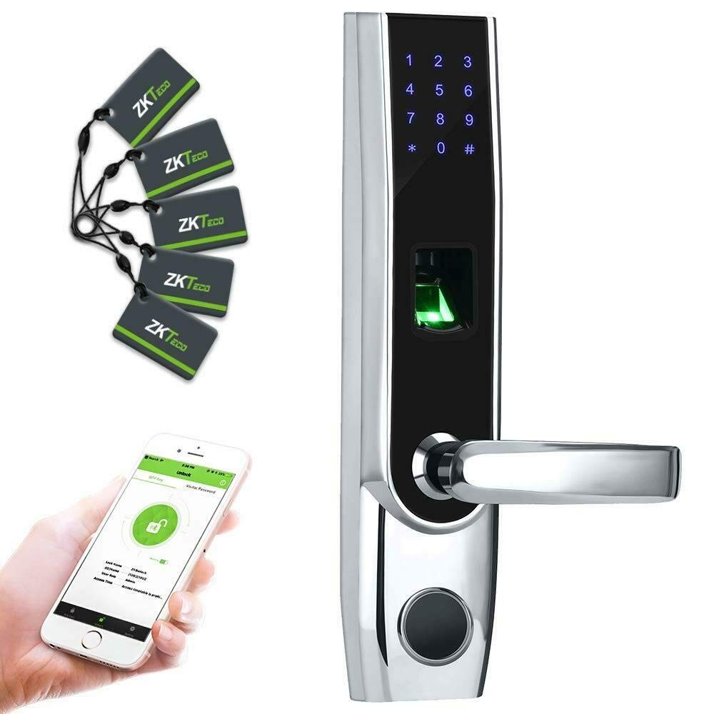 Cerradura Para Puerta Princip C/Huella, Tarjeta Y Pin Izquierda Huellas/Contraseñas/Tarjetas100 Apertura Emergencia Con Llave Oculta Grosor De Puerta 35-50Mm, 50-65Mm Bluetooth 4.0 Alarma Inteligente Dim: Frente 72×310×34Mm/Reverso 72×310×30Mm