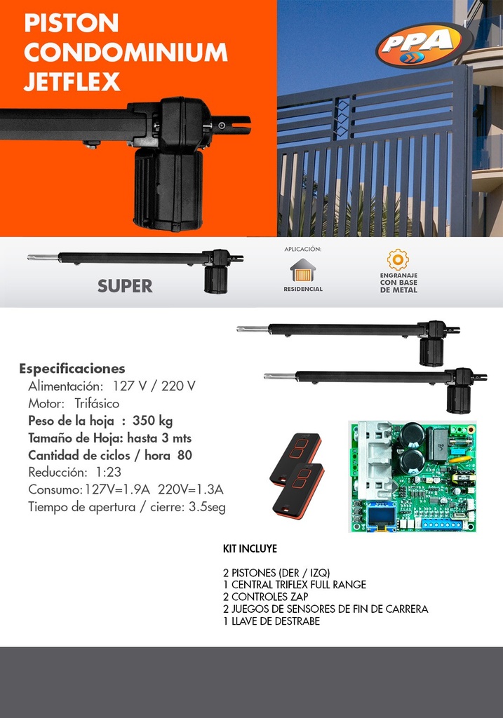 [PPA-E07124012] CONJUNTO DE MOTOCONJ.AUTO.MOV.P. PISTON CONDOMINIUM INOX JET FLEX CONNECT 60HZ-DOBLE - SIN BRAZO  *LOS RIELES SE VENDEN POR SEPARADO*