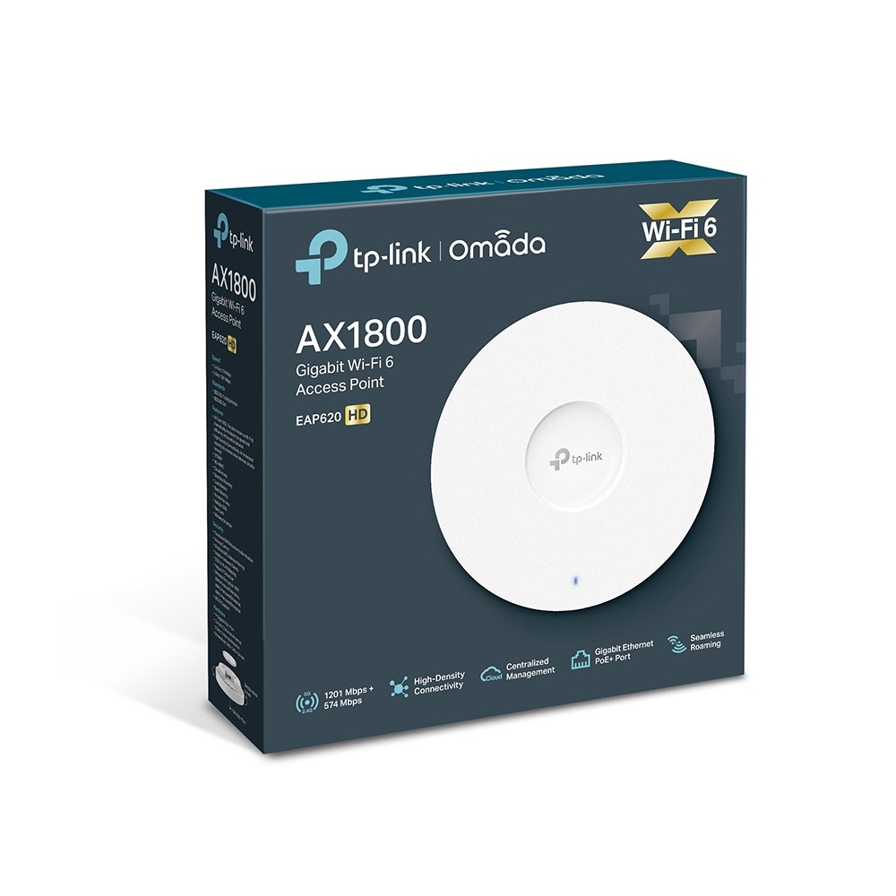 ACCESS POINT AX1800 WIRELESS DUAL BAND PARA TECHO WIFI 6/1 PUERTO GIGABITE RJ45 OMADA