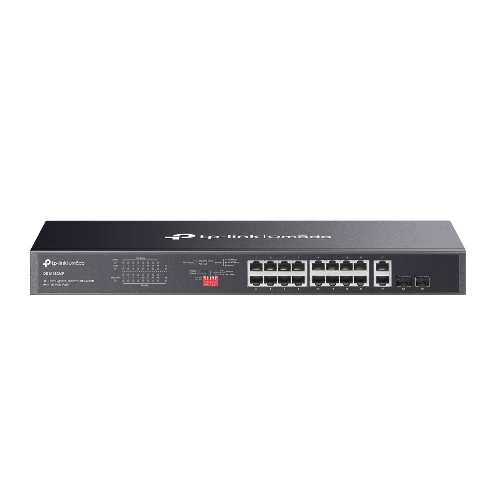 SWITCH 18 PUERTOS, 16 POE+ GIGABIT + 2 NON-POE GIGABIT + 2 SFP GIGABIT NO-ADMINISTRABLE