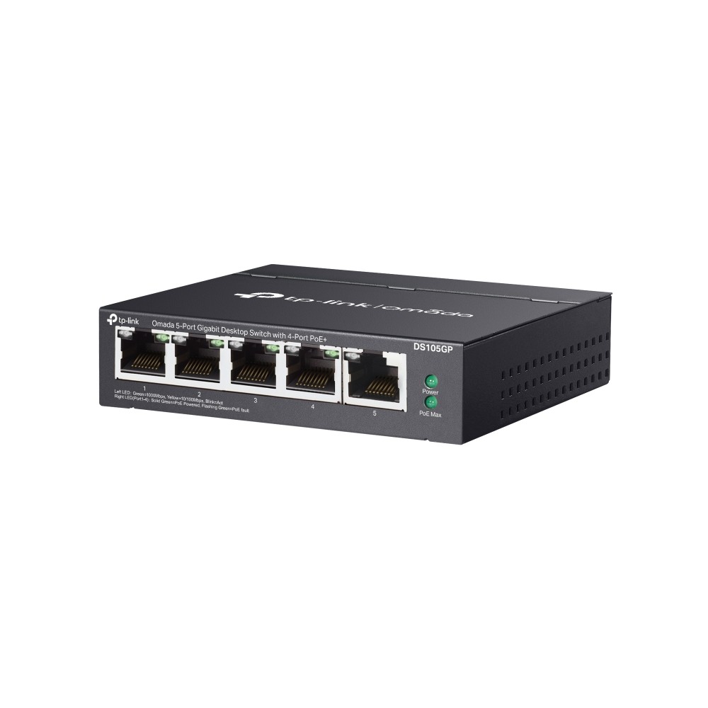 [TP-DS105GP] SWITCH 5 PUERTOS, 4 POE+ GIGABIT + 1 NON POE GIGABIT NO-ADMINISTRABLE