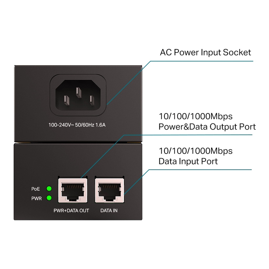 [TP-POE170S] INYECTOR POE++ IEEE802.3AF/AT PUERTO GIGABITE NON POE + PUERTOS GIGABITE POE 60W