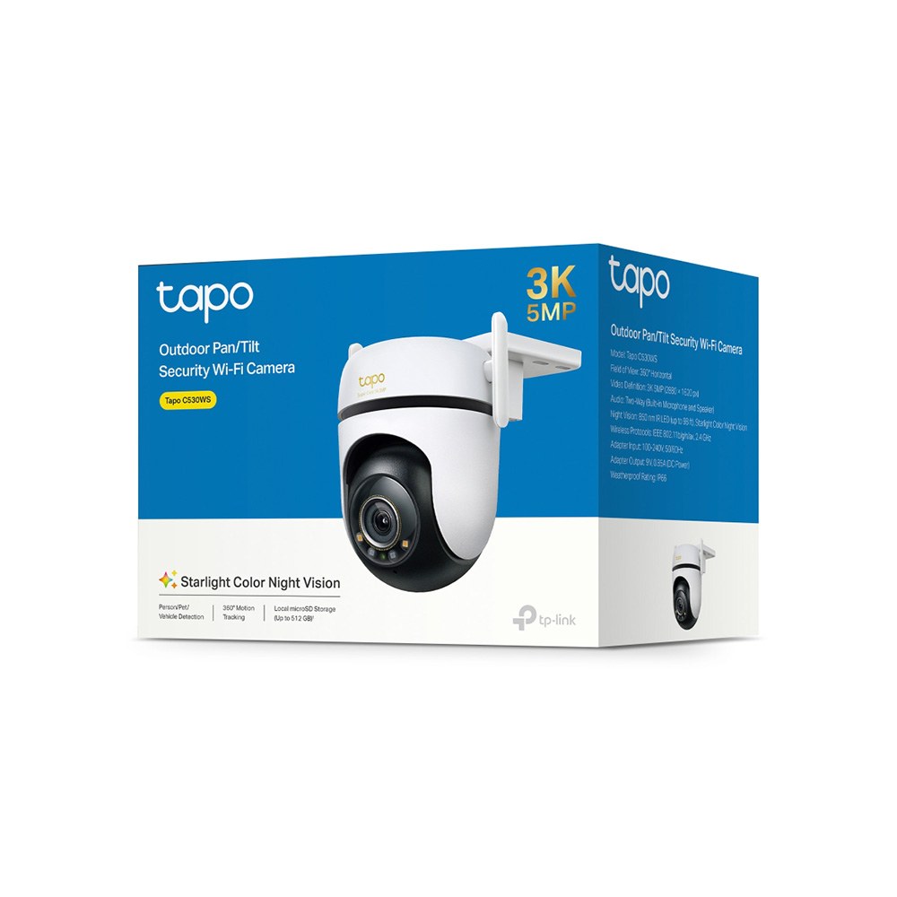 [TAPOC530WS] CAMARA TPLINK/TAPO C530WS/360 GRADOS/IP66/5MP/DETEC. IA/VISION NOCTURNA COLOR /AUDIO BI/IP6/512GB