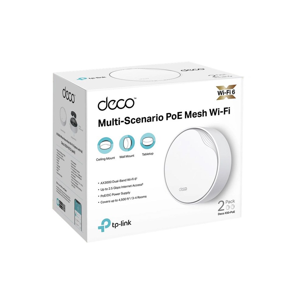 ROUTER TPLINK DECO X50-POE 2-PACK SISTEMA WIFI DE MAYA AX3000 /150 DISP. CONECTADOS/ POE MULTIGI